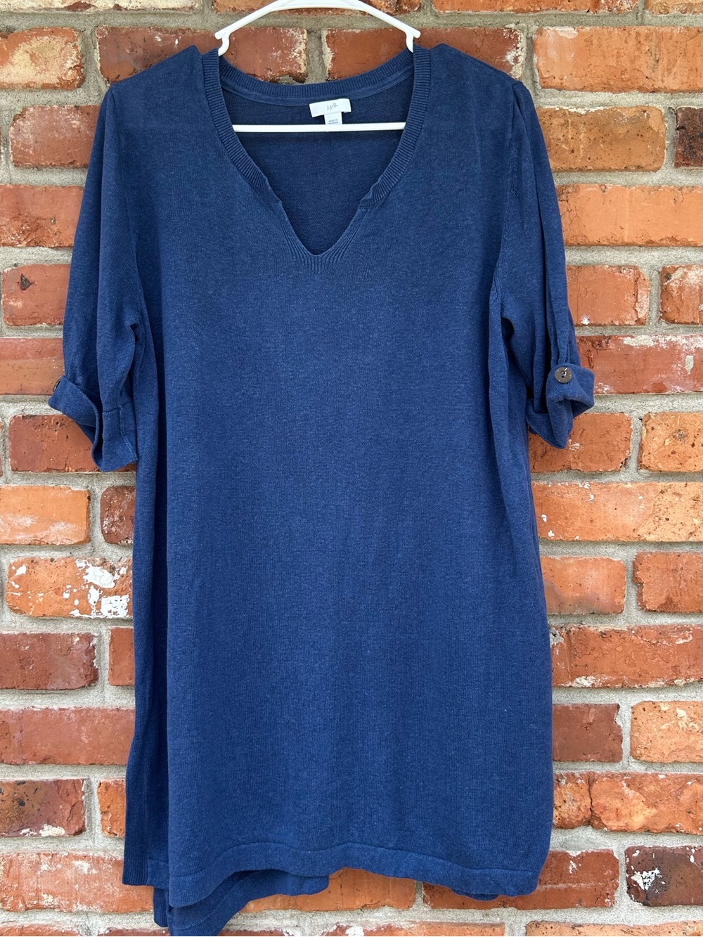 J. Jill Women's Navy V-Neck Tunic Linen Blend Size L